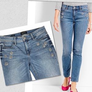 Talbots Crystal Rhinestone Slim Mid Rise Ankle Limited Edition Jeans Size 6